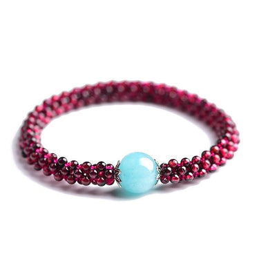 Genuine Garnet & Amazonite Stone COURAGE & HOPE Bracelet